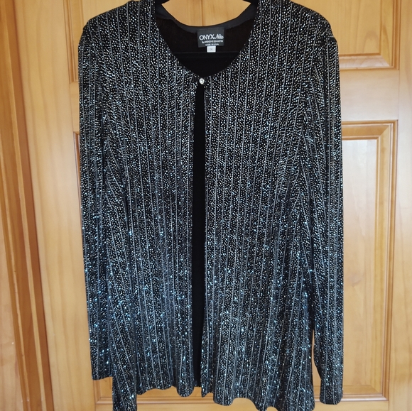 ONYX Nite By Wendye Chaitin Made in the USA - Cardigan - Size 1X - Vintage - Picture 9 of 12